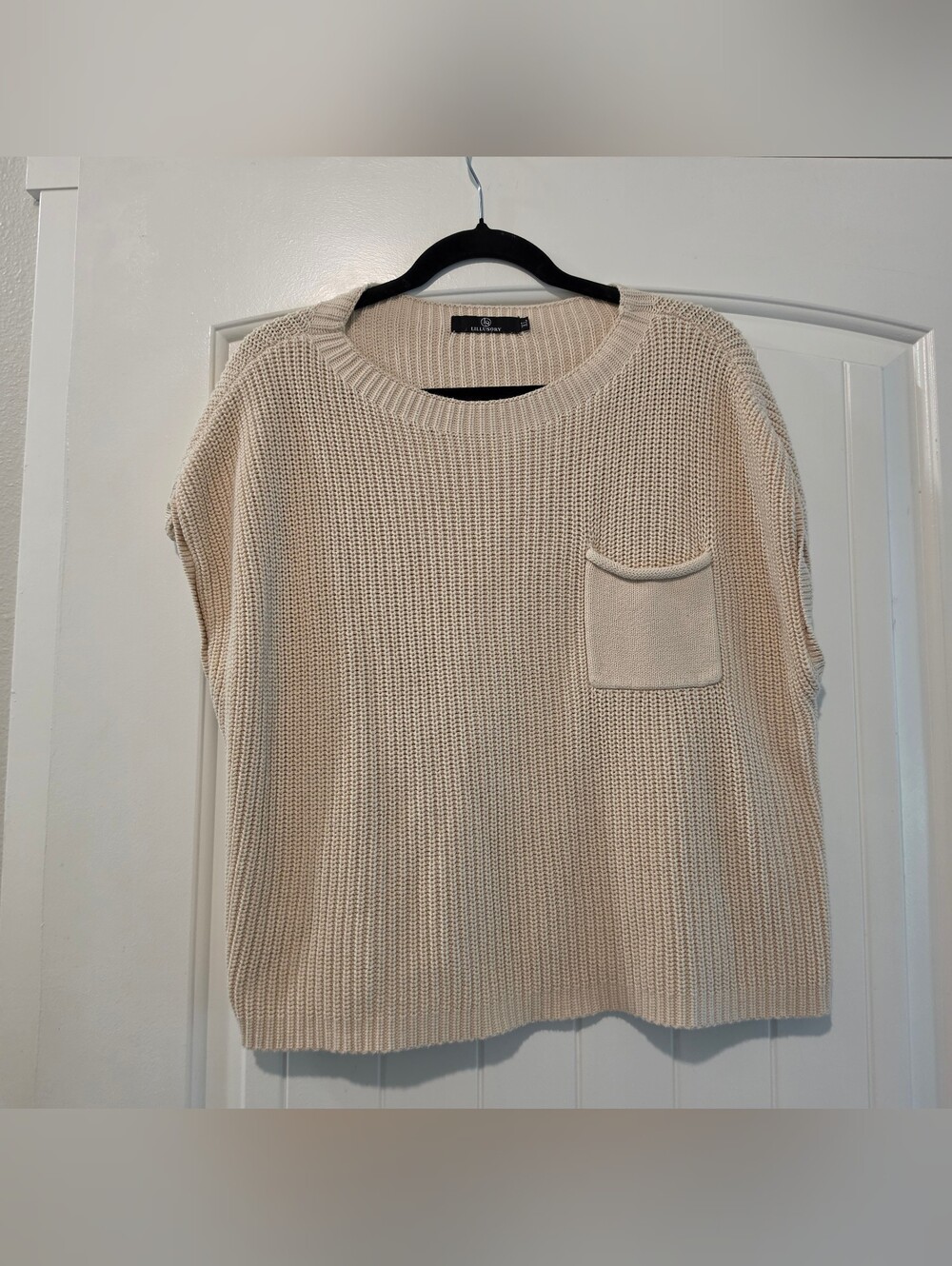 Crewneck Knit Short-Sleeve Sweater Size XL